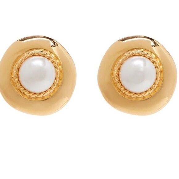 𝅺KENNETH Jay Lane Faux Pearl Gold Tone Earrings - Picture 2 of 6